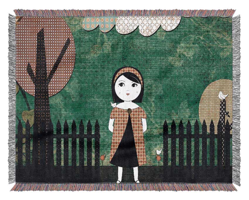 A luxurious Afternoon Stroll throw blanket made from 100% cotton, featuring a thermal weave design, draped elegantly over a couch.