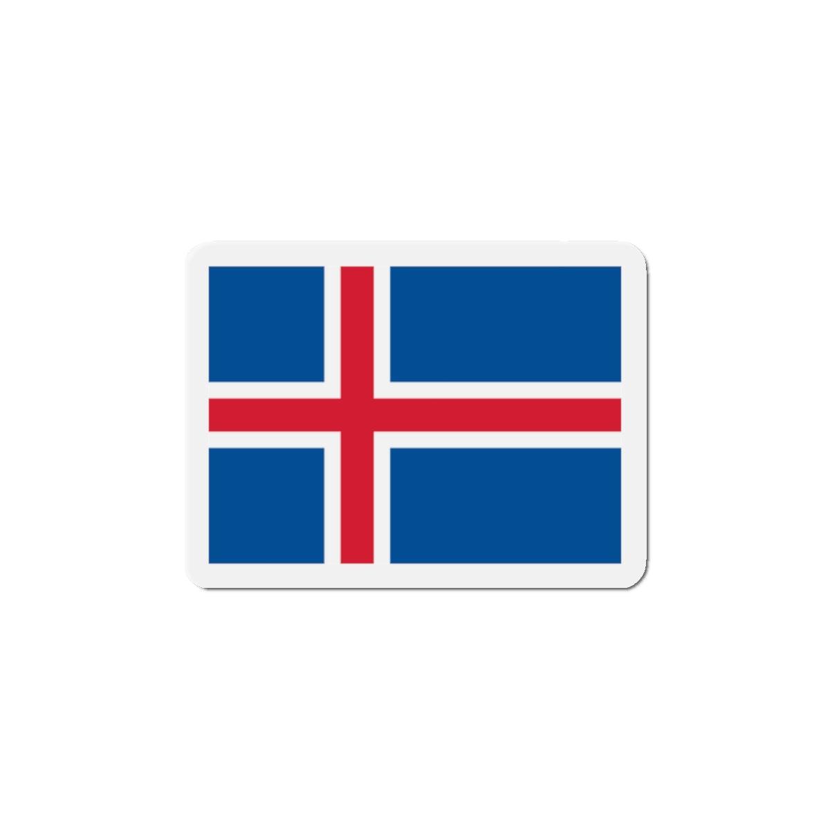 Aimant Drapeau de l'Islande en résine synthétique, disponible en plusieurs tailles, avec un design coloré et un puissant aimant magnétique.