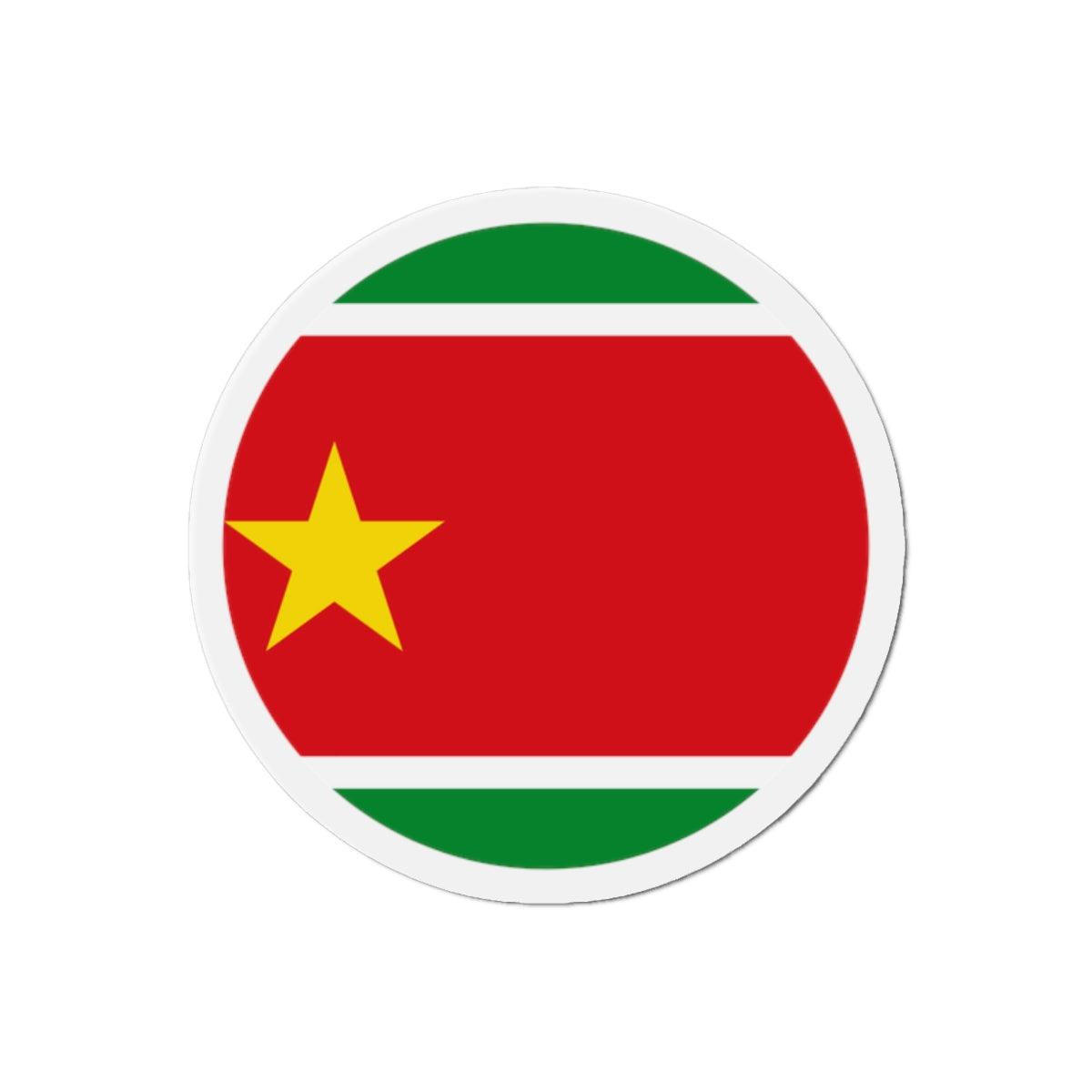 Aimant rond représentant le drapeau de la Guadeloupe, disponible en plusieurs tailles, fabriqué en résine synthétique.