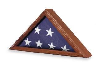 Air Force Flag Case with glass front and wooden finish, displaying a 3' x 5' flag.