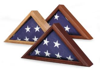 Air Force Flag Case with glass front and wooden finish, displaying a 3' x 5' flag.