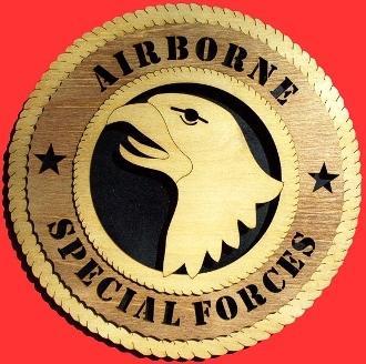 Handcrafted Airborne Wall Tribute plaque featuring the United States Army emblem in a 3D design, available in 12” and 9” sizes.