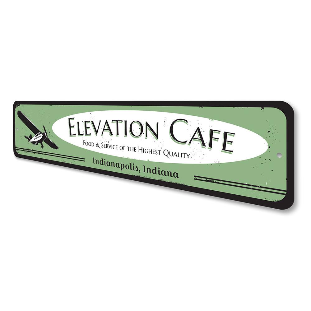 Airplane Cafe Sign made of high-quality aluminum, featuring customizable text and pre-drilled holes for easy mounting.