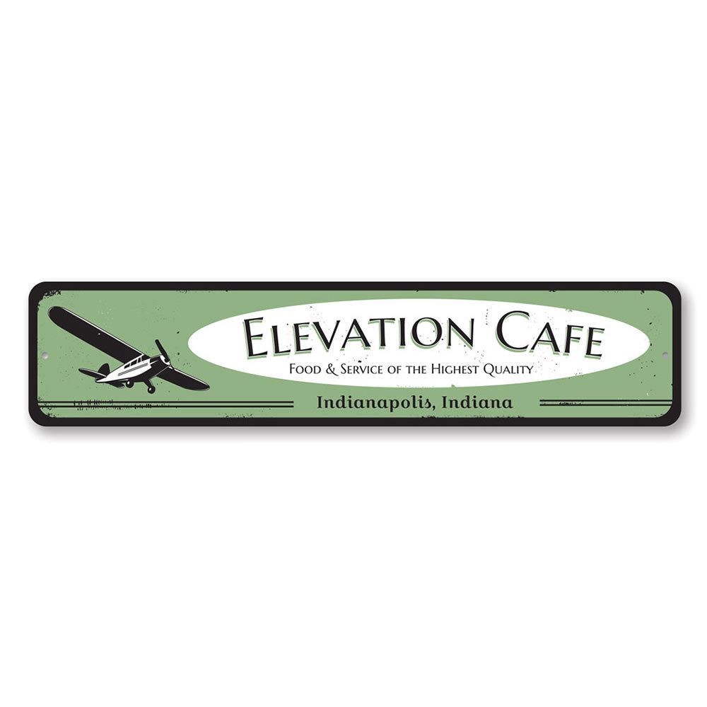 Airplane Cafe Sign made of high-quality aluminum, featuring customizable text and pre-drilled holes for easy mounting.