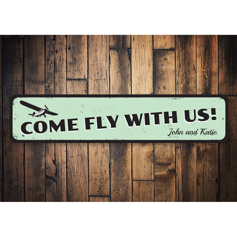 Customizable Airplane Sign made from high-quality aluminum, featuring pre-drilled holes for easy mounting.