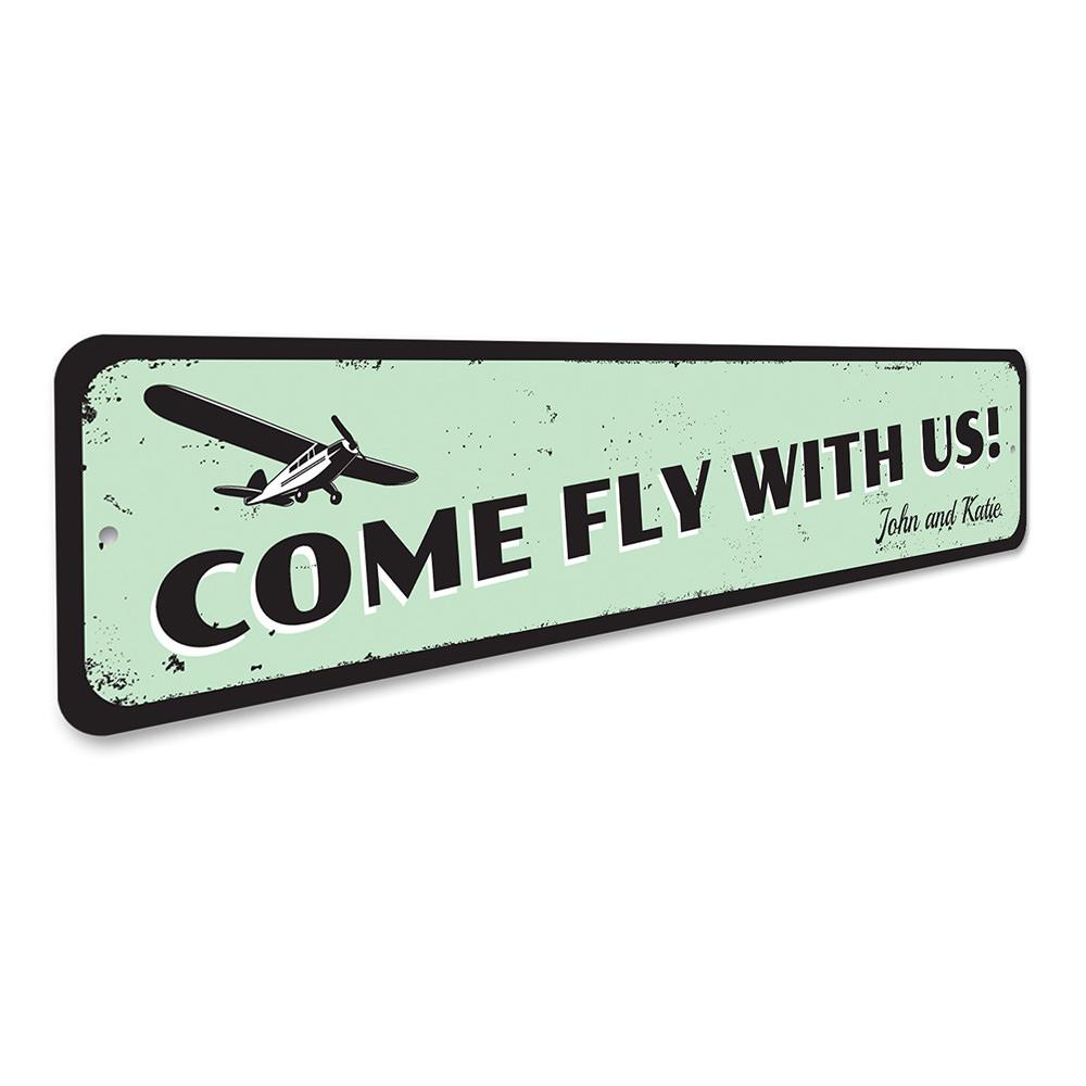Customizable Airplane Sign made from high-quality aluminum, featuring pre-drilled holes for easy mounting.