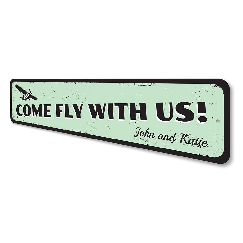Customizable Airplane Sign made from high-quality aluminum, featuring pre-drilled holes for easy mounting.
