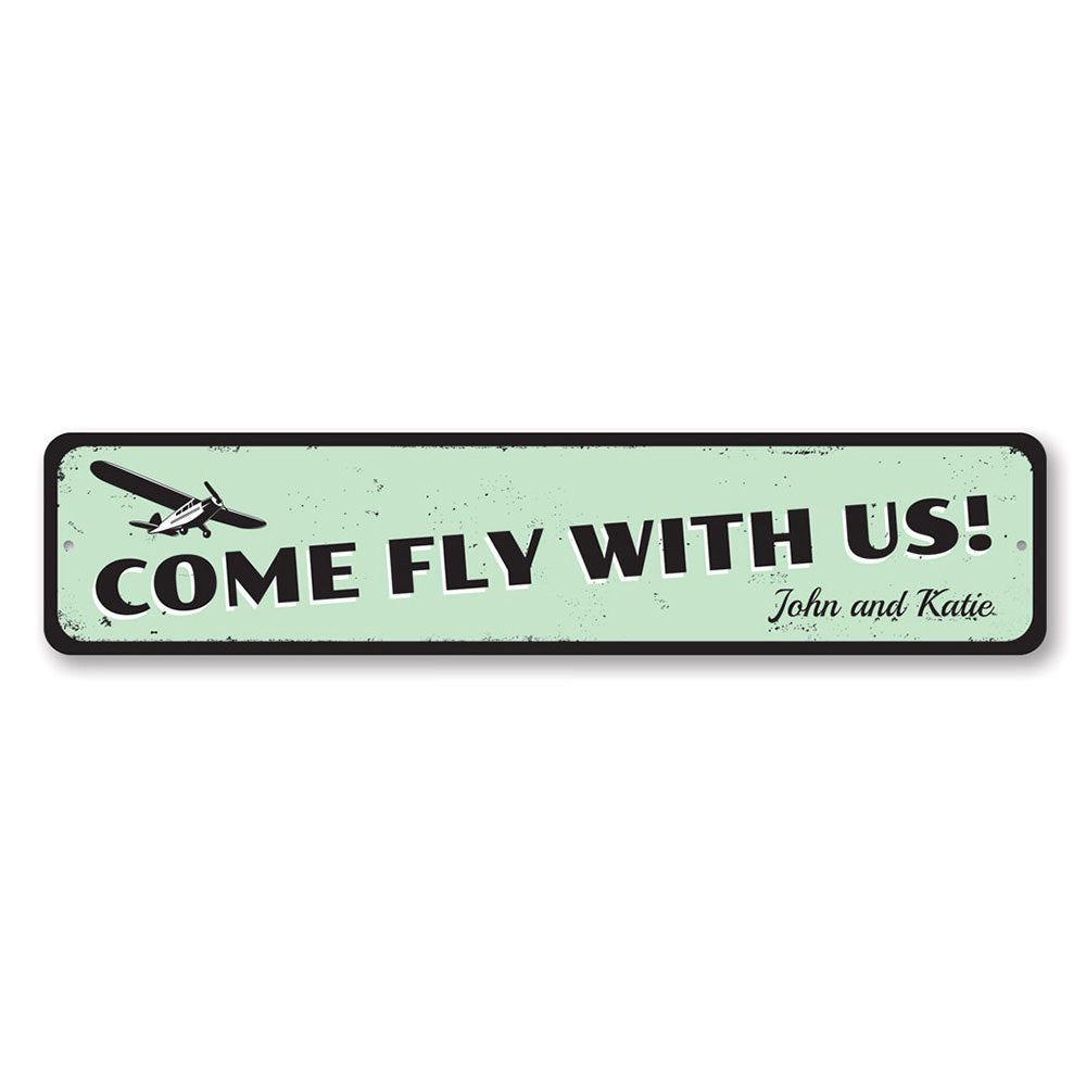 Customizable Airplane Sign made from high-quality aluminum, featuring pre-drilled holes for easy mounting.