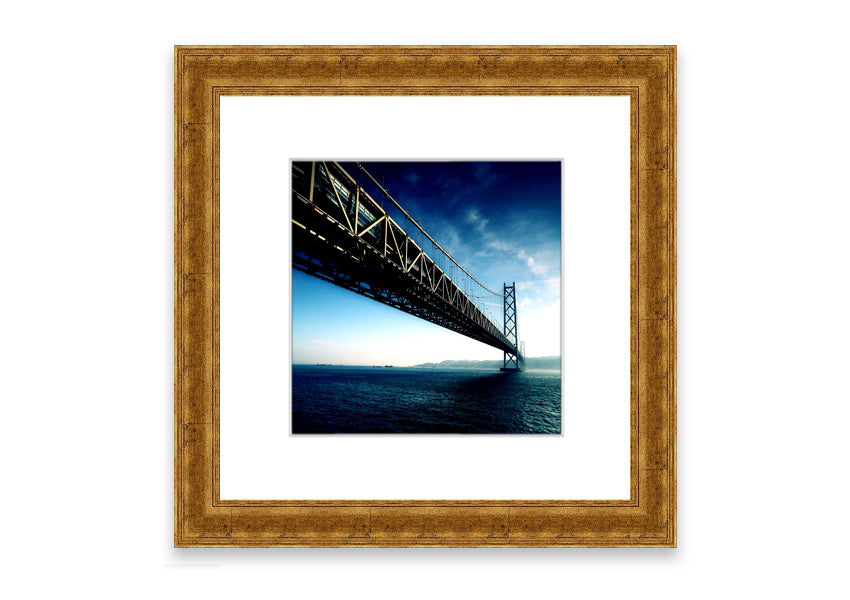 Framed print of the Akashi Kaikyo Bridge in Japan, showcasing its stunning architecture and design.