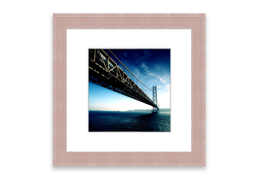 Framed print of the Akashi Kaikyo Bridge in Japan, showcasing its stunning architecture and design.