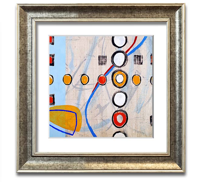 All Circles And Squares Square Framed Print in multiple frame colors, showcasing a geometric design.