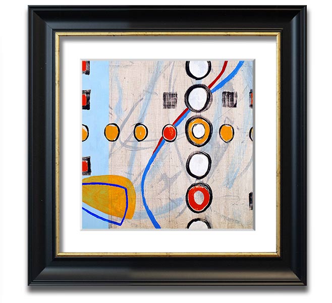 All Circles And Squares Square Framed Print in multiple frame colors, showcasing a geometric design.
