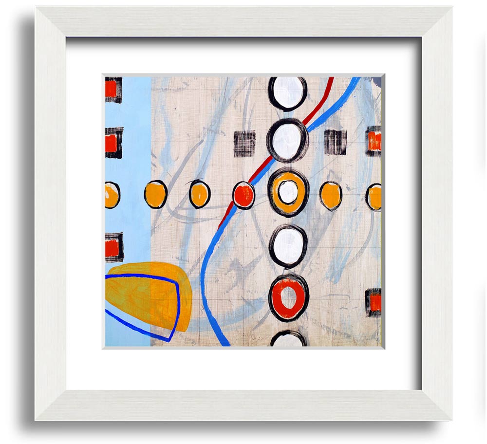 All Circles And Squares Square Framed Print in multiple frame colors, showcasing a geometric design.