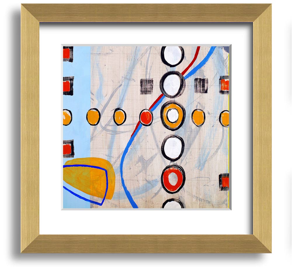 All Circles And Squares Square Framed Print in multiple frame colors, showcasing a geometric design.