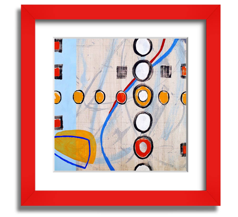 All Circles And Squares Square Framed Print in multiple frame colors, showcasing a geometric design.