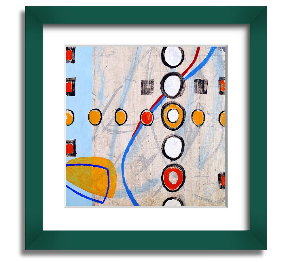 All Circles And Squares Square Framed Print in multiple frame colors, showcasing a geometric design.