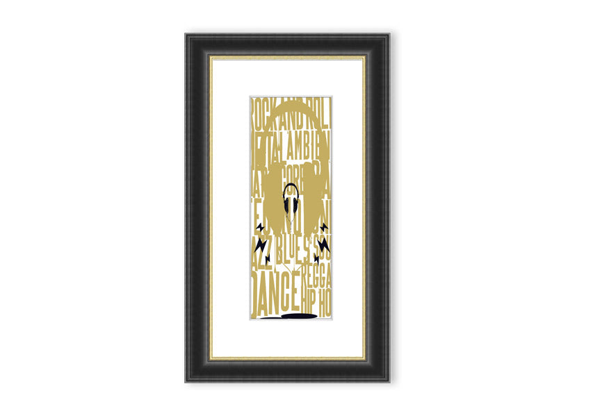 All Music Aloud framed print showcasing vibrant musical imagery, available in various frame colors.