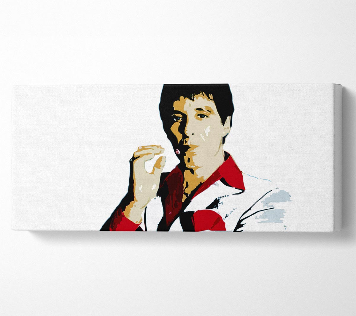 Al Pacino canvas art mounted on a 44mm box frame, showcasing vibrant colors and details.