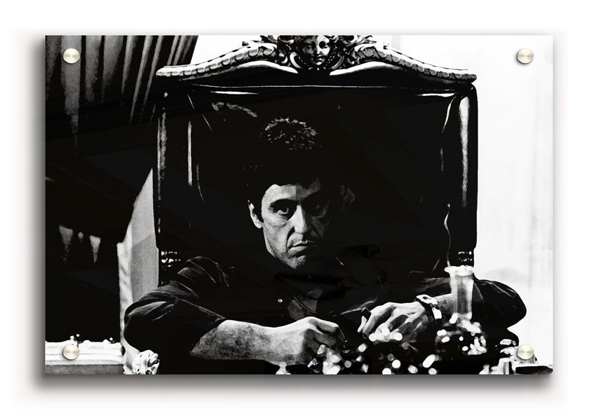 Acrylic print of Al Pacino as Michael Corleone from The Godfather, showcasing vibrant colors and a sleek design.