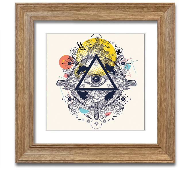 All Seeing Eye Square Framed Print in a stylish frame, showcasing intricate details and vibrant colors, ready to hang on the wall.