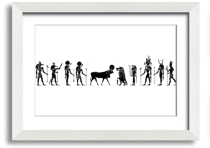 Framed print of All The Egyptian Gods featuring vibrant colors and intricate designs, available in multiple frame colors.
