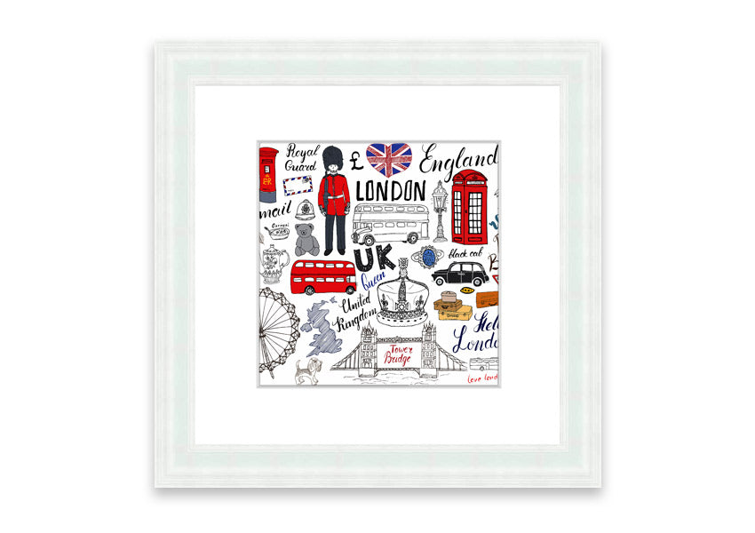 Framed print titled 'All The Things To Love In The City 1', showcasing Cornwall's beauty, available in various frame colors.