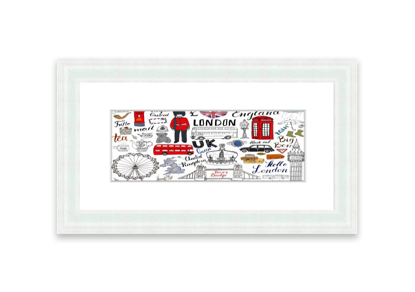 Framed print titled 'All The Things To Love In The City 1', showcasing Cornwall's beauty, available in various frame colors.