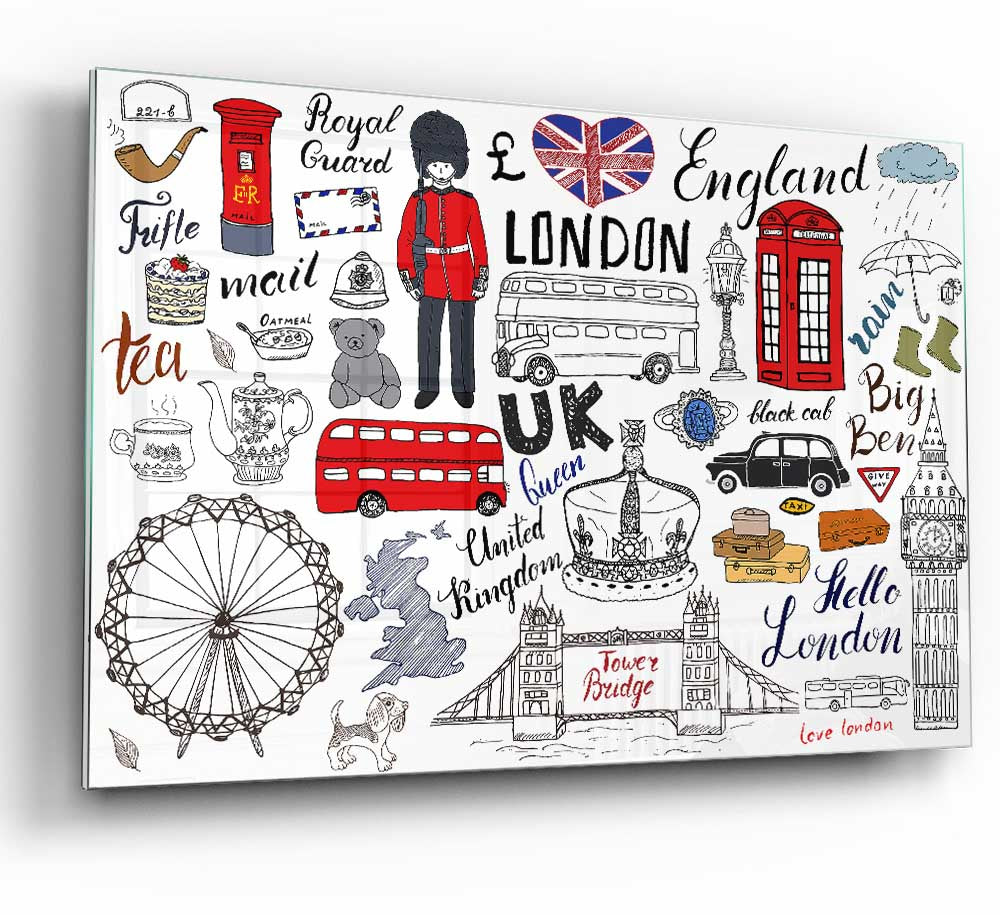 All The Things To Love In The City 1 glass print showcasing modern urban art with vibrant colors.