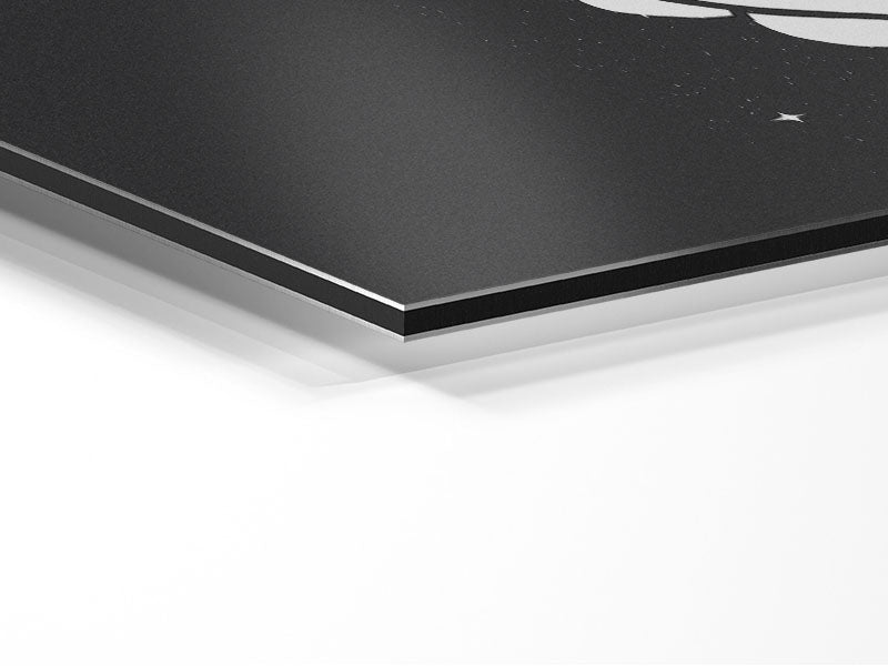 A modern artwork titled 'All Things Are Possible' printed on brushed aluminium dibond, showcasing a sleek and elegant design.