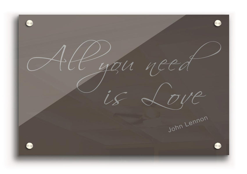 All You Need Is Love 2 Chocolate acrylic print on a wall, showcasing vibrant colors and modern design.