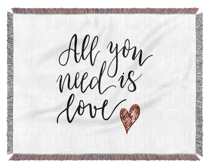 All You Need Is Love 3 throw blanket made from 100% cotton, featuring a luxurious thermal weave design in a classic style.