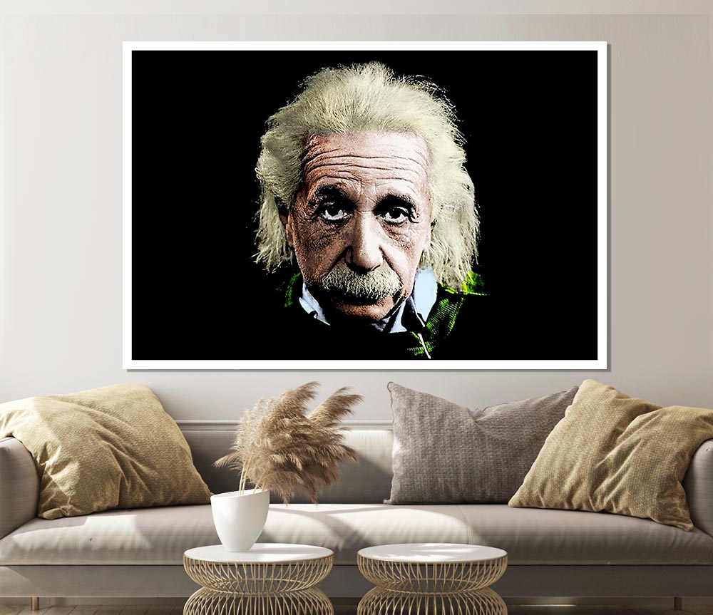 Vibrant Albert Einstein Retro Colours poster on canvas, showcasing a colorful artistic representation of Einstein.