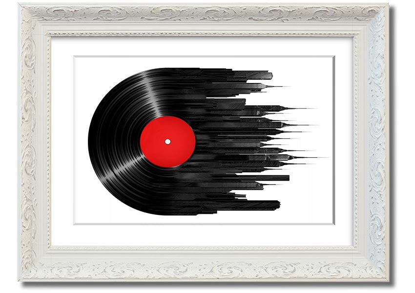 Album Music City framed print showcasing vibrant colors and artistic design, ready to hang.