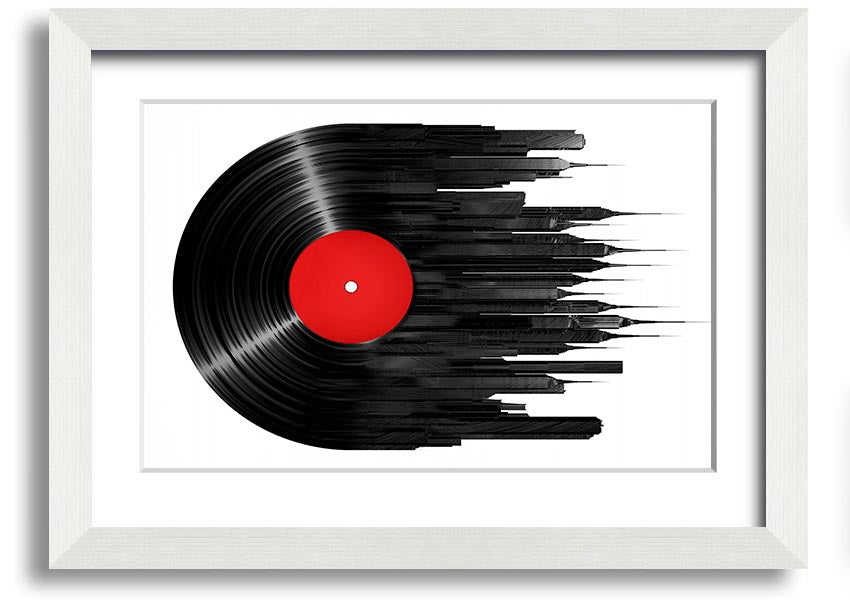 Album Music City framed print showcasing vibrant colors and artistic design, ready to hang.