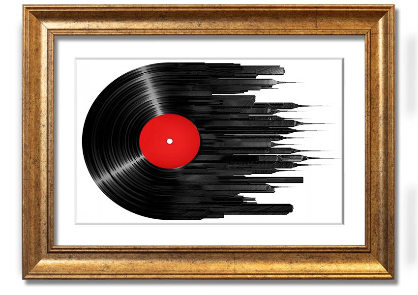 Album Music City framed print showcasing vibrant colors and artistic design, ready to hang.