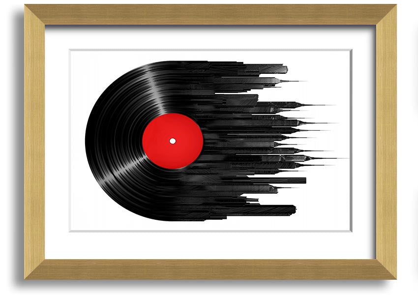 Album Music City framed print showcasing vibrant colors and artistic design, ready to hang.