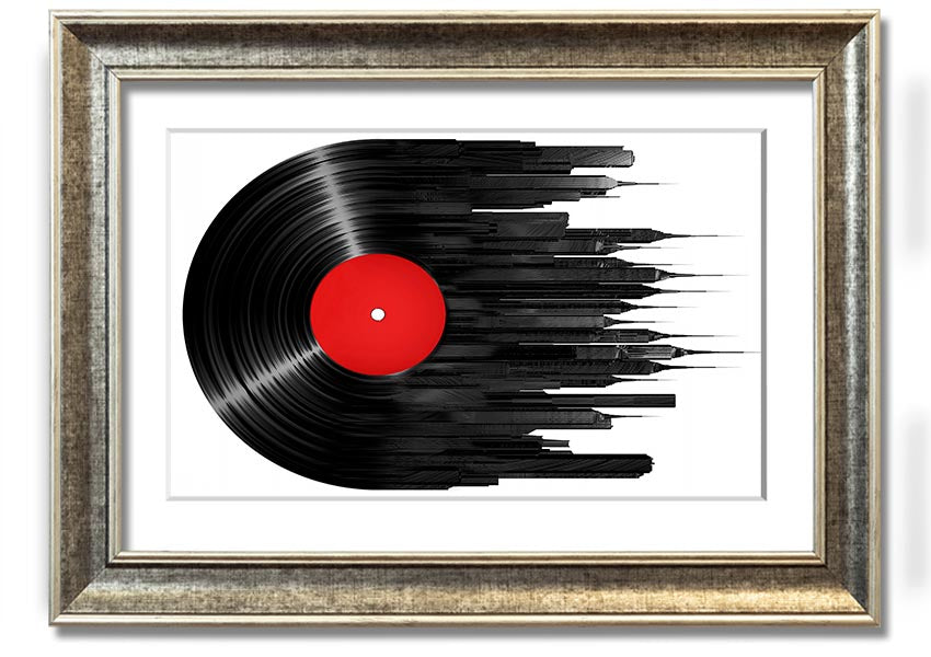 Album Music City framed print showcasing vibrant colors and artistic design, ready to hang.