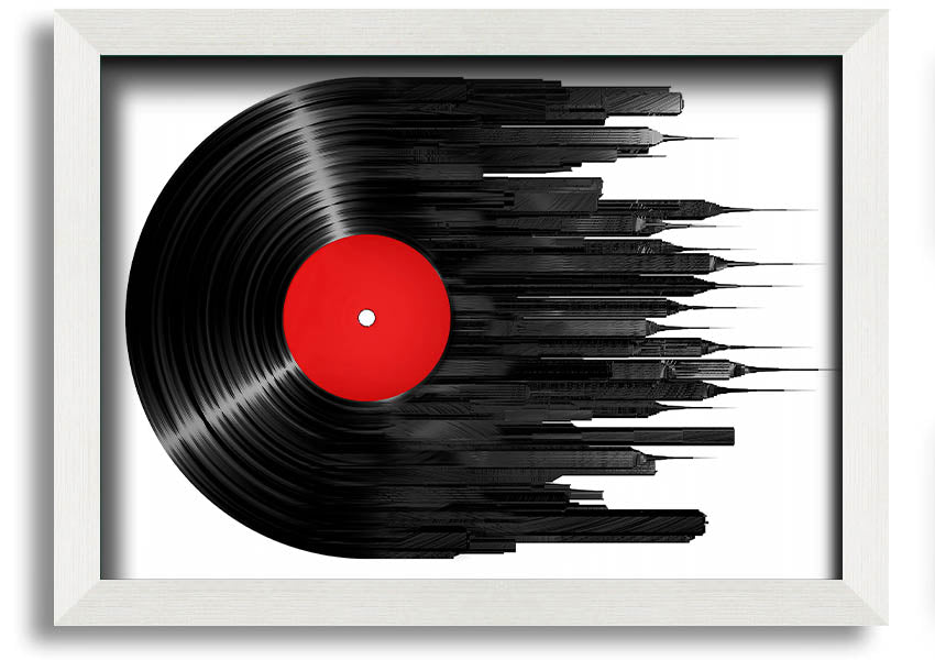 Album Music City framed print showcasing vibrant colors and artistic design, ready to hang.