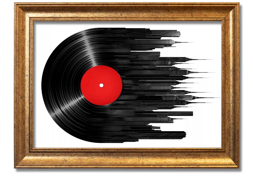 Album Music City framed print showcasing vibrant colors and artistic design, ready to hang.