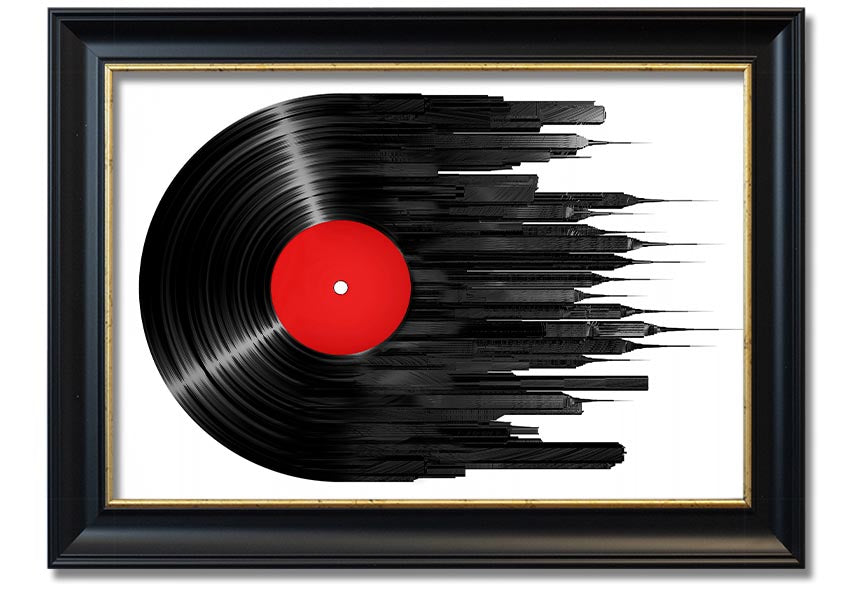 Album Music City framed print showcasing vibrant colors and artistic design, ready to hang.