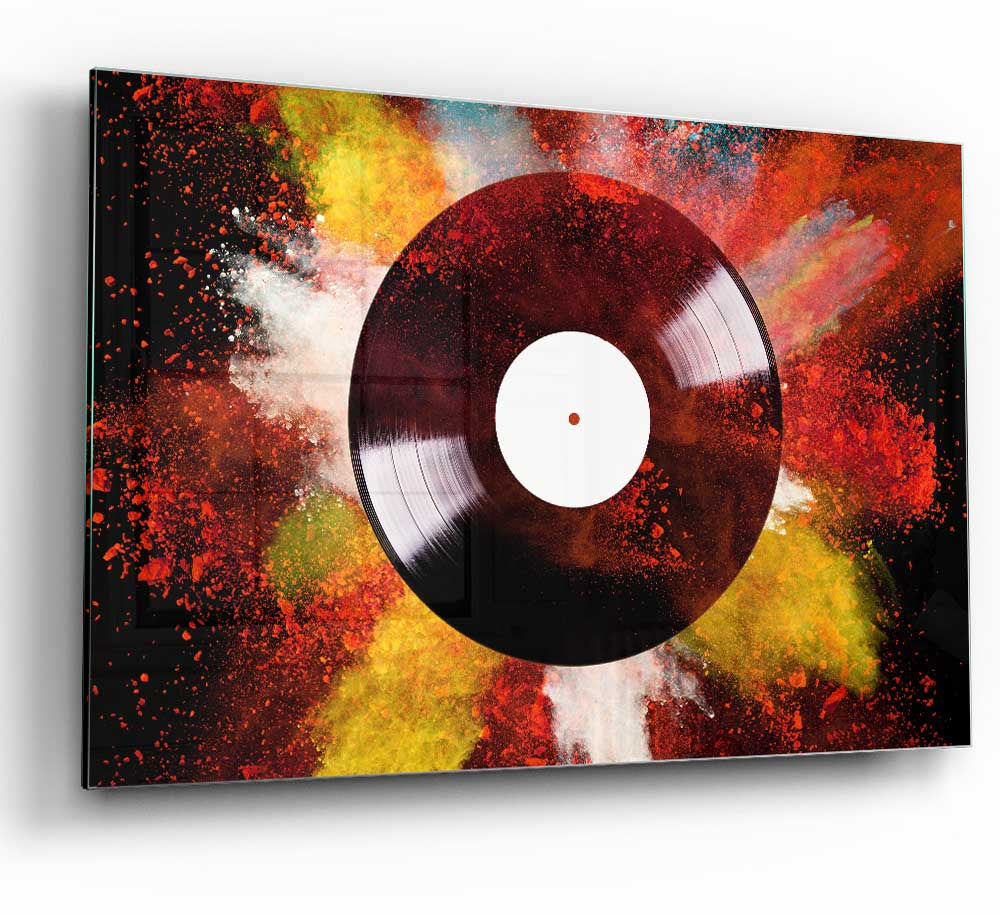 Modern Album Powder glass print art featuring vibrant colors and contemporary design, perfect for home decor.