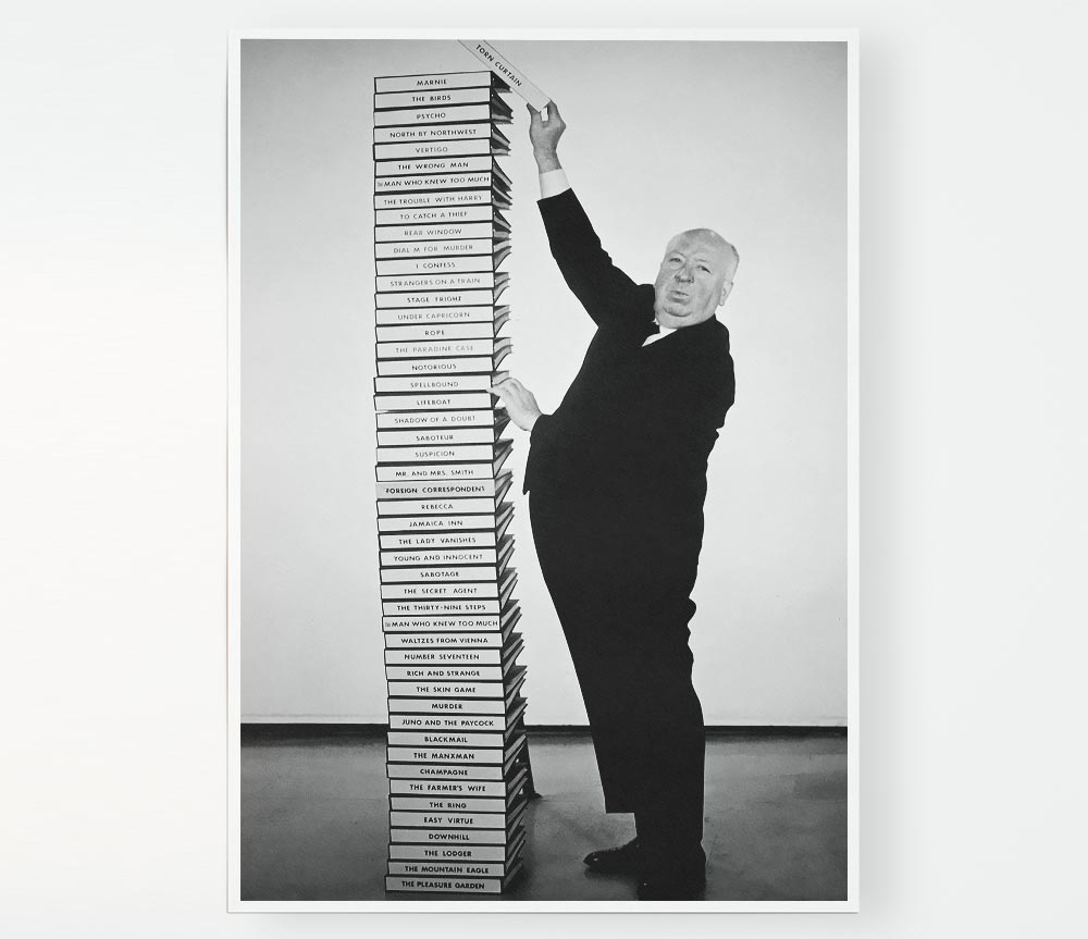 Alfred Hitchcock Library of Films poster on high-quality canvas, showcasing iconic film titles.