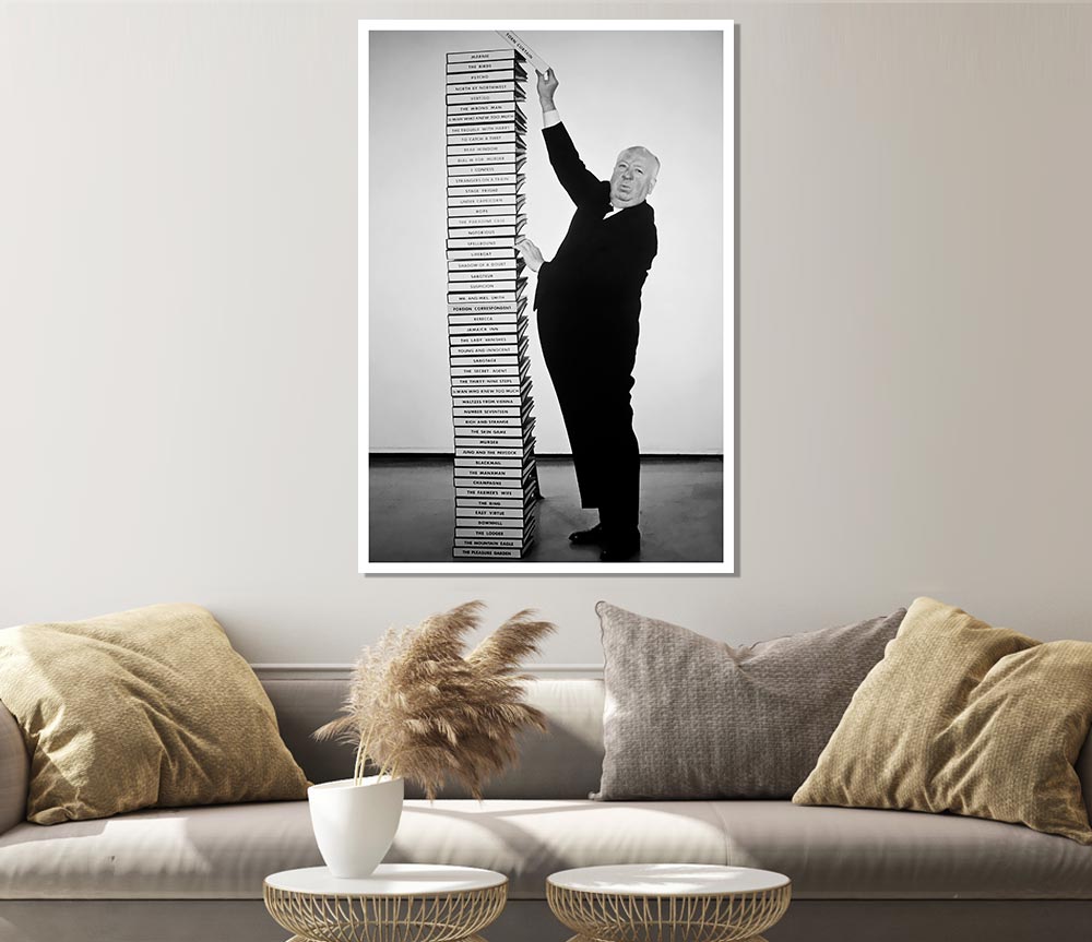 Alfred Hitchcock Library of Films poster on high-quality canvas, showcasing iconic film titles.