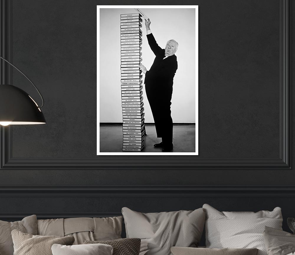 Alfred Hitchcock Library of Films poster on high-quality canvas, showcasing iconic film titles.