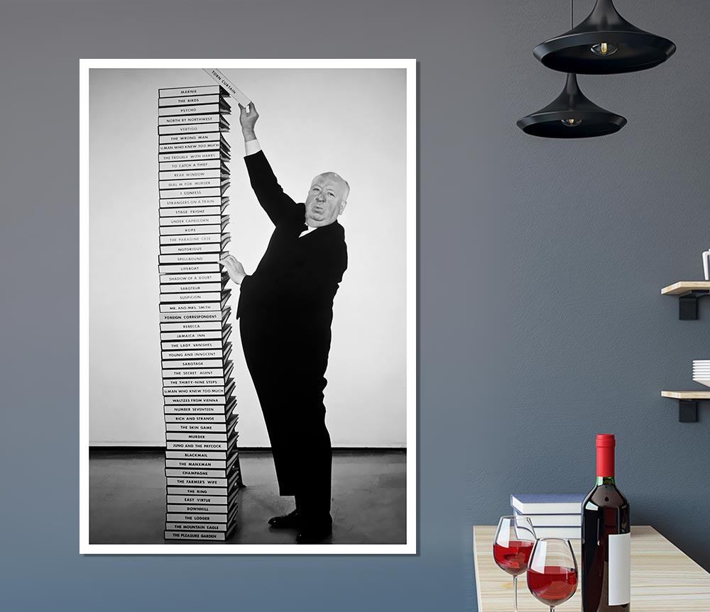 Alfred Hitchcock Library of Films poster on high-quality canvas, showcasing iconic film titles.