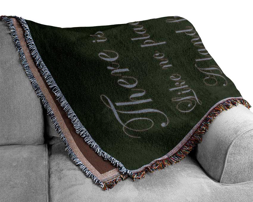 Alice In Wonderland themed throw blanket in chocolate color, made from 100% cotton with a thermal weave for breathability and luxury.