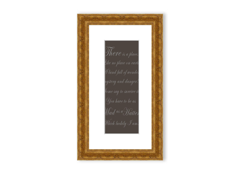 Alice In Wonderland As Mad As A Hatter Chocolate framed print, showcasing whimsical design and vibrant colors, ready to hang.