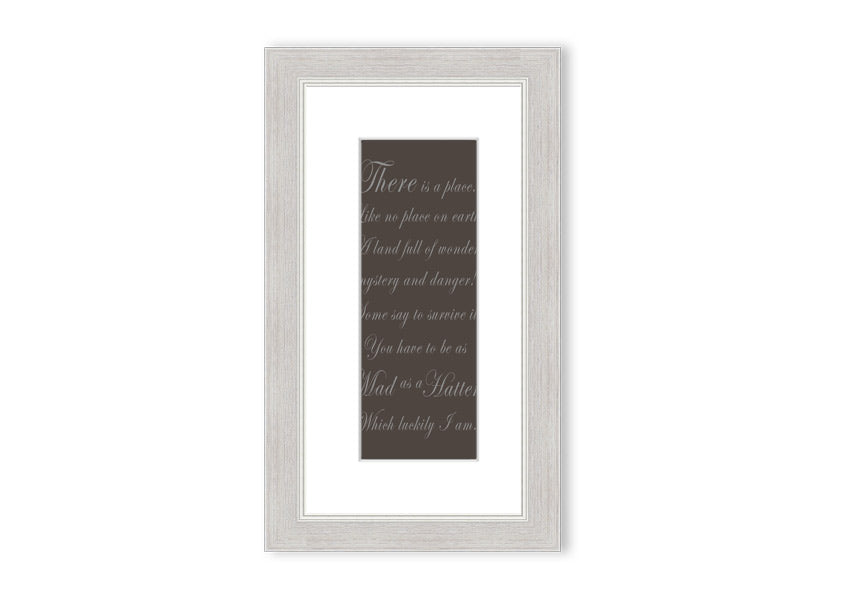 Alice In Wonderland As Mad As A Hatter Chocolate framed print, showcasing whimsical design and vibrant colors, ready to hang.