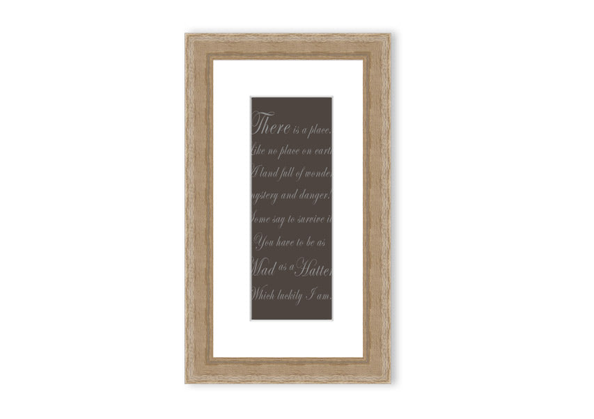 Alice In Wonderland As Mad As A Hatter Chocolate framed print, showcasing whimsical design and vibrant colors, ready to hang.