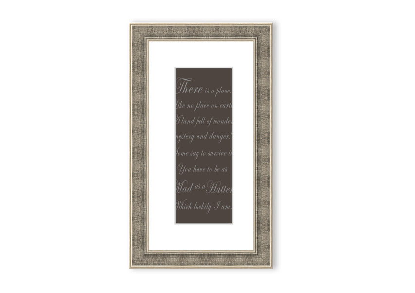 Alice In Wonderland As Mad As A Hatter Chocolate framed print, showcasing whimsical design and vibrant colors, ready to hang.